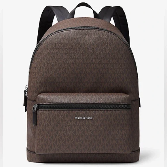 Michael Kors Dark Brown Men\'s Backpack Edison Scratch-Resistant Crossgrain Leather Backpack in  main image 4